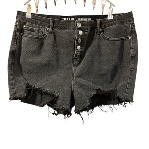 Torrid Charcoal High Waist Frayed Shorts